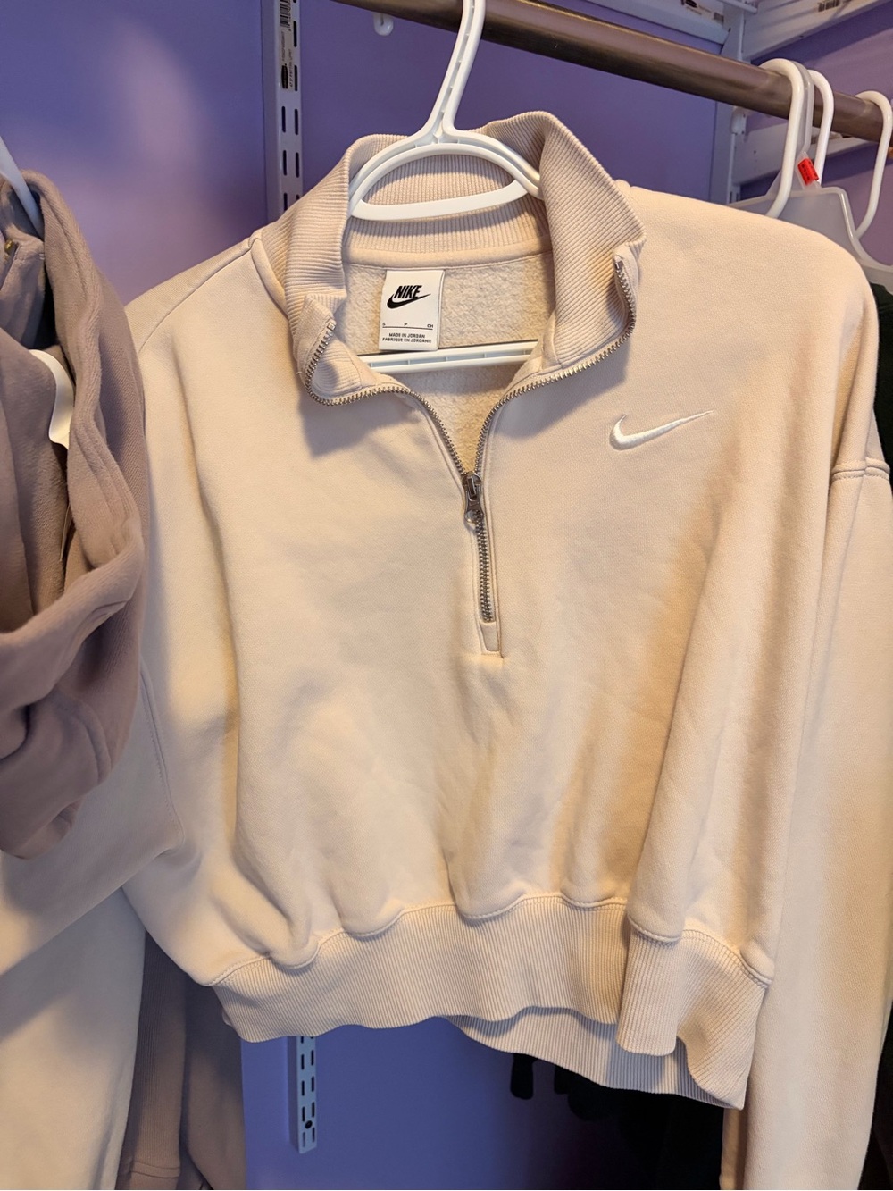 Nike Beige Half-Zip Fleece Pullover